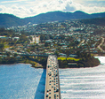 Aerial of the Tasman Bridge, Hobart, TAS